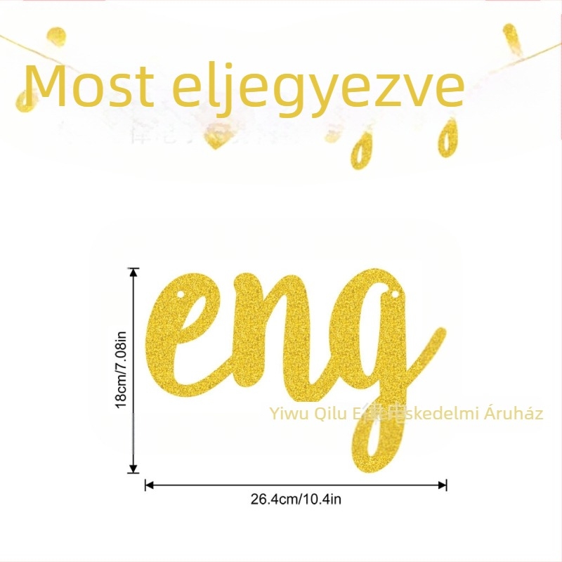 Just Engaged rózsaszín-arany csillogó banner eljegyzési party dekorációjához