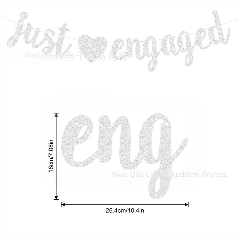 Just Engaged rózsaszín-arany csillogó banner eljegyzési party dekorációjához
