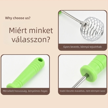 Spirálisan kézi tojáshabverő rozsdamentes acélból, vastabb keverőkar és tésztahabverő sütési eszköz