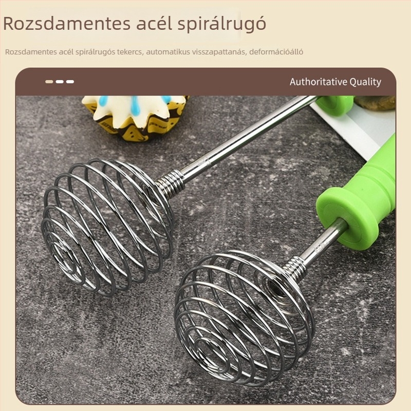 Spirálisan kézi tojáshabverő rozsdamentes acélból, vastabb keverőkar és tésztahabverő sütési eszköz
