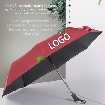 UV-automata 3 részes összecsukható esernyő UV-védelemmel, napsütés és eső kettős használatra, reklám ajándék esernyő