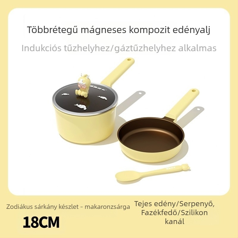 Didinika Babaételekhez készült edény tapadásmentes bevonattal — Multifunkcionális tejfőző és főzőedény babáknak (alumíniumötvözet, megerősített üvegfedő)
