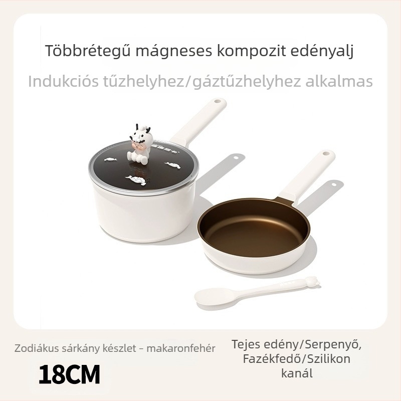 Didinika Babaételekhez készült edény tapadásmentes bevonattal — Multifunkcionális tejfőző és főzőedény babáknak (alumíniumötvözet, megerősített üvegfedő)