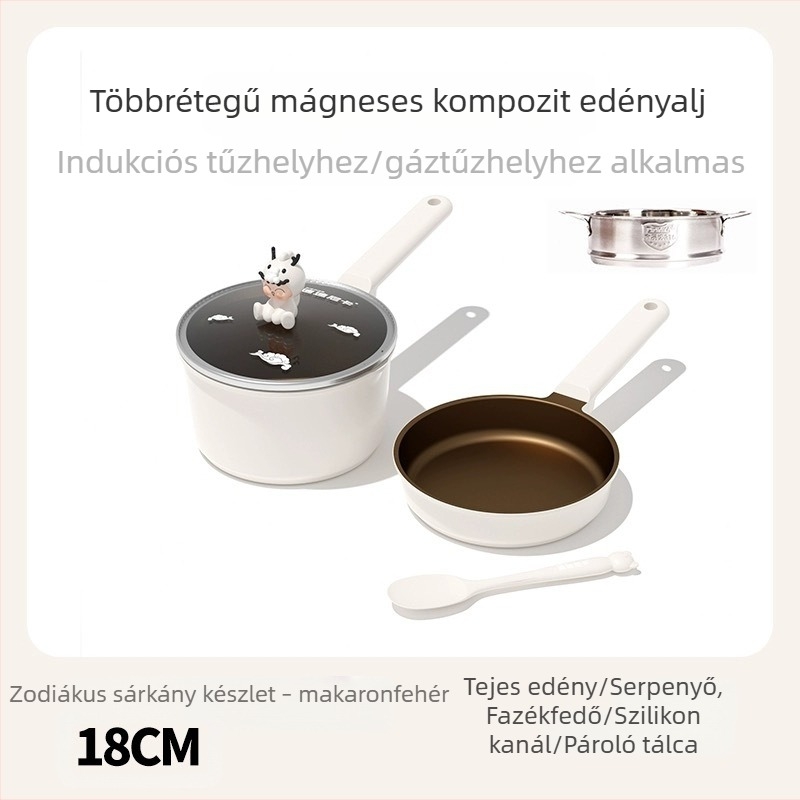 Didinika Babaételekhez készült edény tapadásmentes bevonattal — Multifunkcionális tejfőző és főzőedény babáknak (alumíniumötvözet, megerősített üvegfedő)
