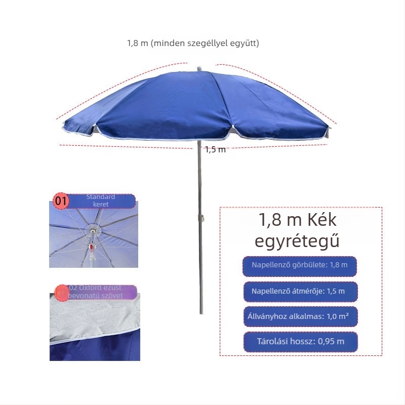 Strandnapernyő UV védelemmel, összecsukható, hordozható, vízálló kültéri használatra