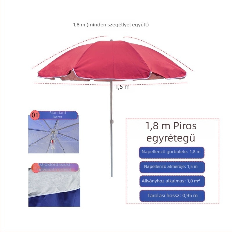 Strandnapernyő UV védelemmel, összecsukható, hordozható, vízálló kültéri használatra