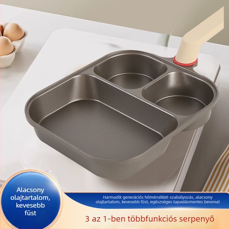 Prémium titán-keramikus 3–in–1 reggeliző serpenyő, tapadásmentes, steakhez, tojásokhoz és burgerhez