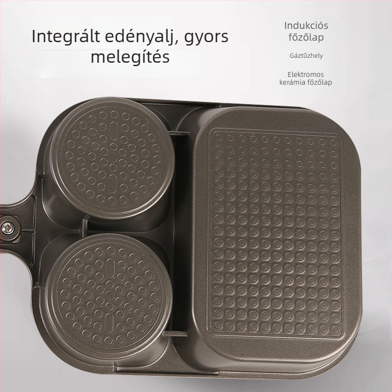 Prémium titán-keramikus 3–in–1 reggeliző serpenyő, tapadásmentes, steakhez, tojásokhoz és burgerhez
