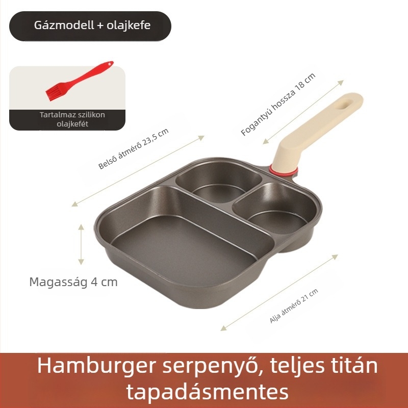 Prémium titán-keramikus 3–in–1 reggeliző serpenyő, tapadásmentes, steakhez, tojásokhoz és burgerhez