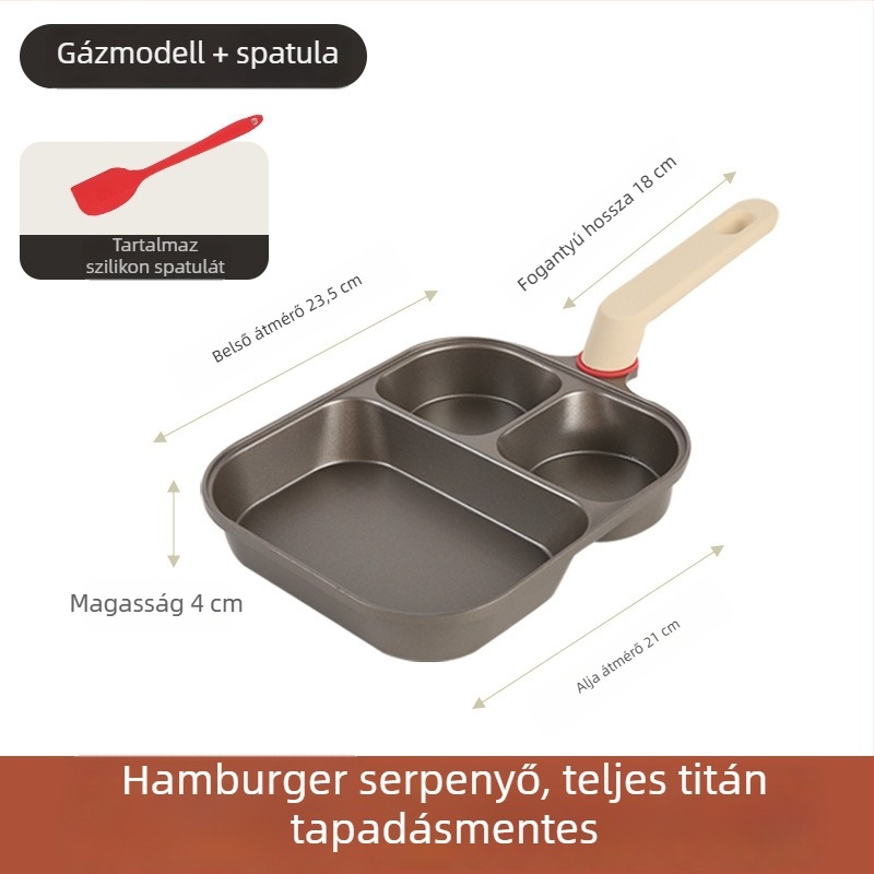 Prémium titán-keramikus 3–in–1 reggeliző serpenyő, tapadásmentes, steakhez, tojásokhoz és burgerhez