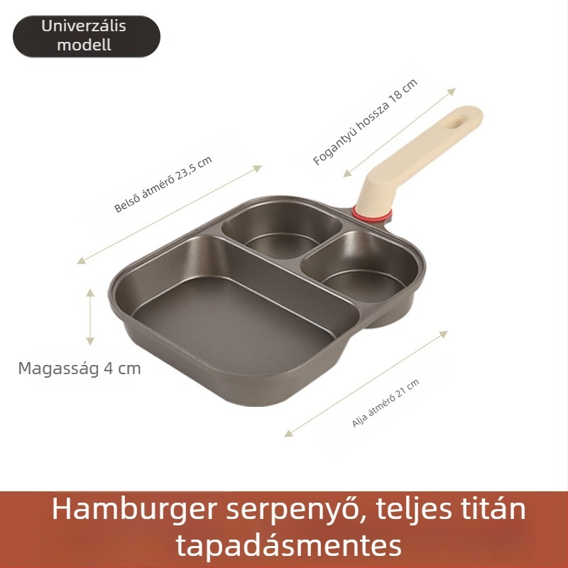 Prémium titán-keramikus 3–in–1 reggeliző serpenyő, tapadásmentes, steakhez, tojásokhoz és burgerhez