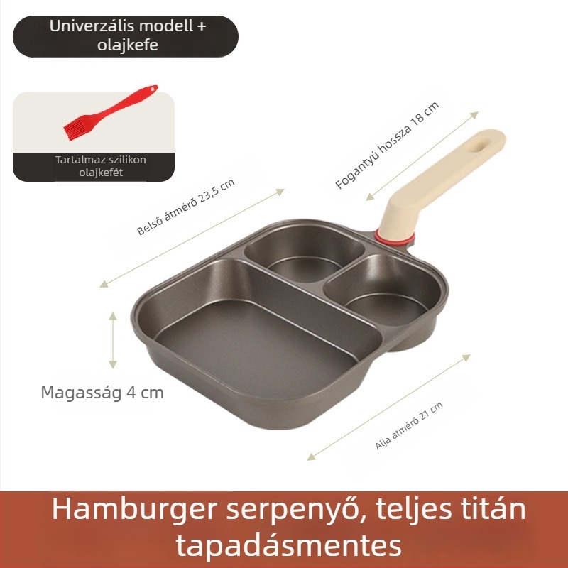 Prémium titán-keramikus 3–in–1 reggeliző serpenyő, tapadásmentes, steakhez, tojásokhoz és burgerhez