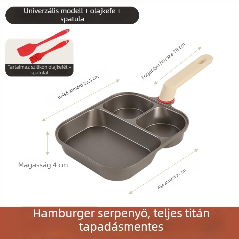 Prémium titán-keramikus 3–in–1 reggeliző serpenyő, tapadásmentes, steakhez, tojásokhoz és burgerhez