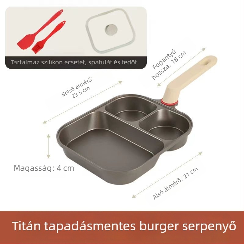 Prémium titán-keramikus 3–in–1 reggeliző serpenyő, tapadásmentes, steakhez, tojásokhoz és burgerhez