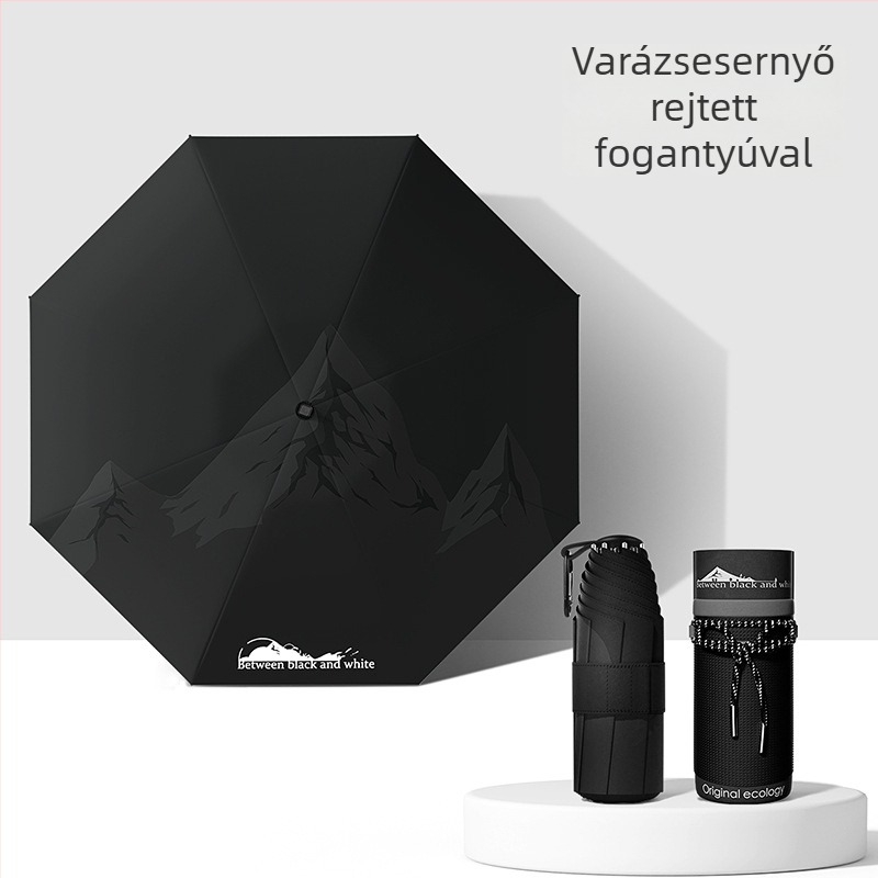 Öt részes összecsukható ernyő teleszkópos nyéllel, nagy méret, nap és eső használatra, UPF50+ védelem, logó testreszabás