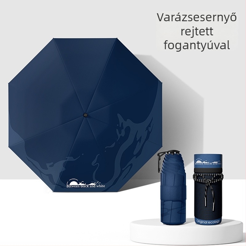 Öt részes összecsukható ernyő teleszkópos nyéllel, nagy méret, nap és eső használatra, UPF50+ védelem, logó testreszabás