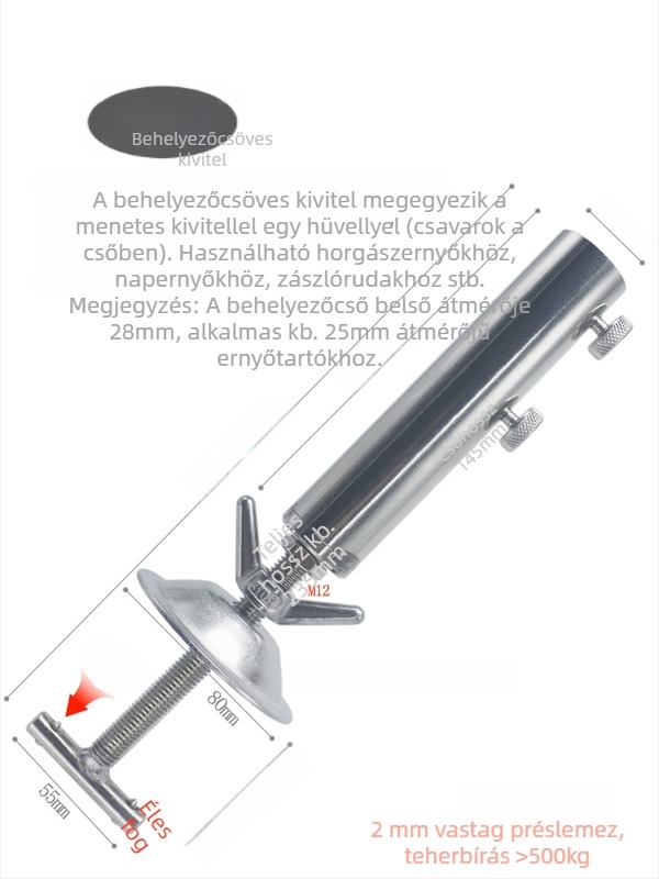 Rozsdamentes acél napernyőalap és állvány horgászathoz, pontonplatform fa fedélzettel