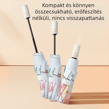 Női automata esernyő, nagy méretű, összecsukható, 8 bordával, UV védelem UPF 40+, logó testreszabás