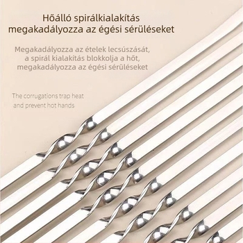 50 darab rozsdamentes acél lapos grillnyárs bárány kebabhoz, újrafelhasználható
