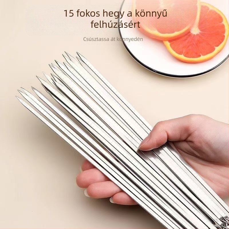 50 darab rozsdamentes acél lapos grillnyárs bárány kebabhoz, újrafelhasználható