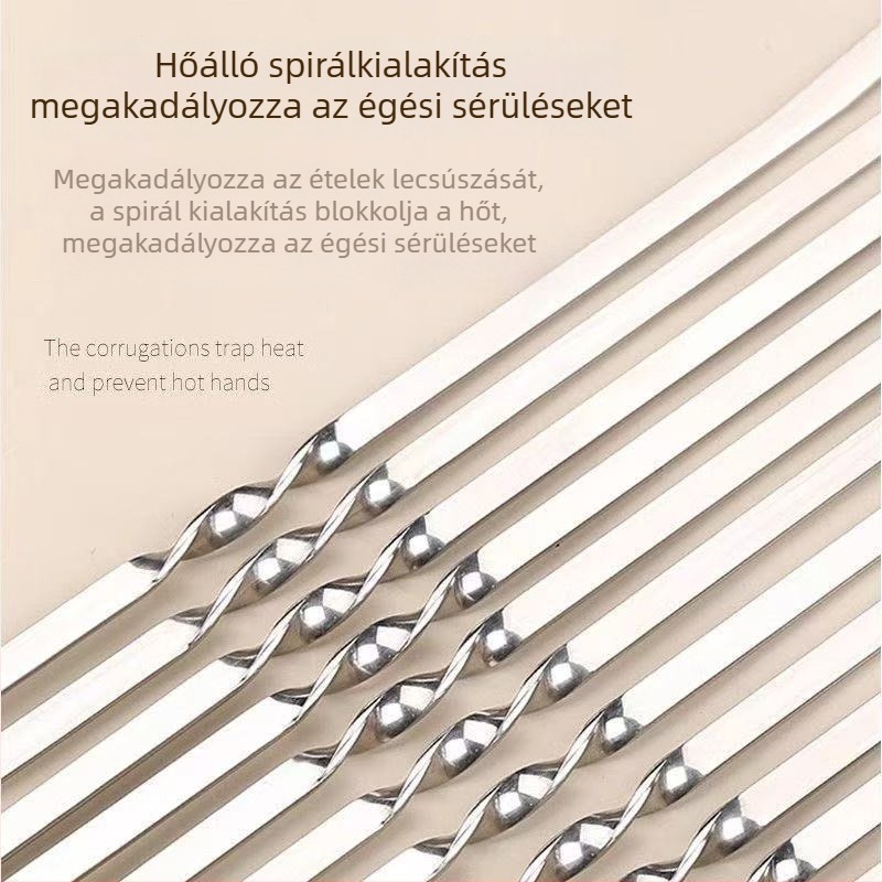 50 darab rozsdamentes acél lapos grillnyárs bárány kebabhoz, újrafelhasználható
