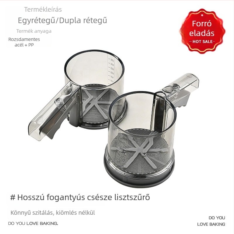 Kézi fél-automat lisztszitáló ultrafin szűrővel, háztartási sütéshez