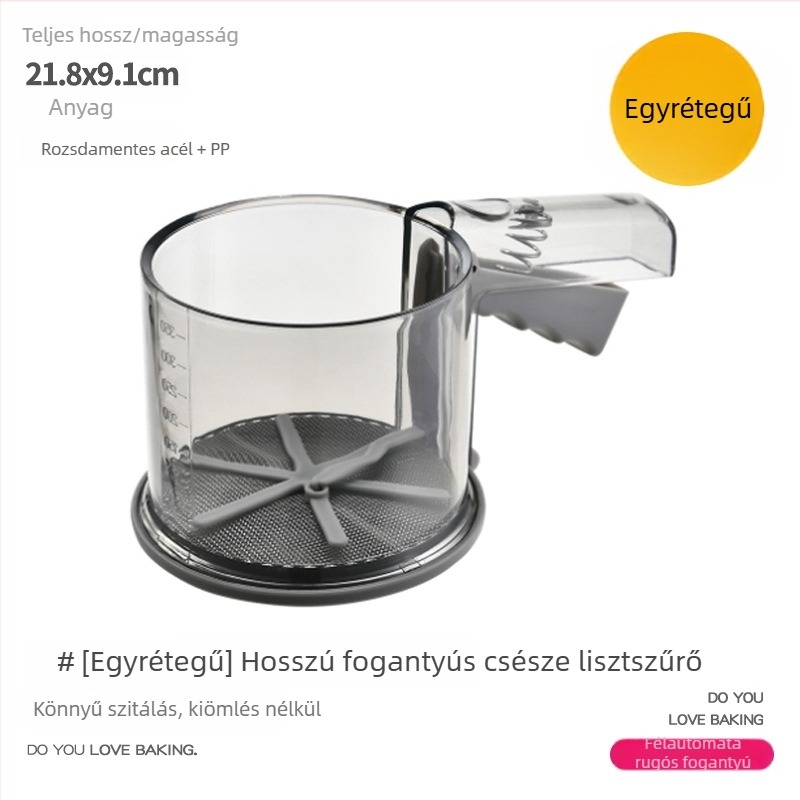 Kézi fél-automat lisztszitáló ultrafin szűrővel, háztartási sütéshez