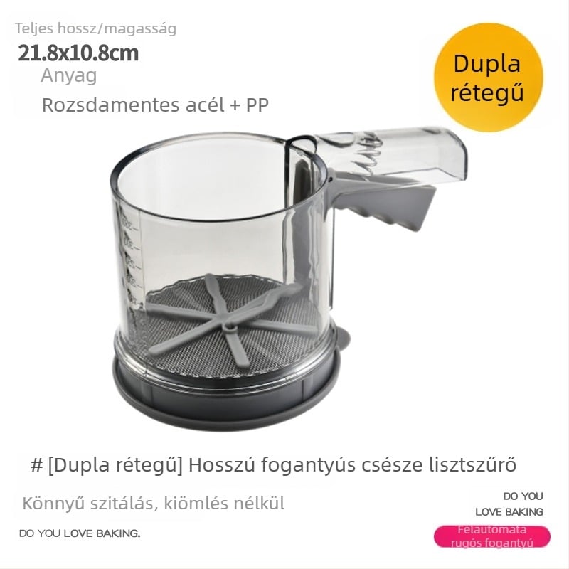 Kézi fél-automat lisztszitáló ultrafin szűrővel, háztartási sütéshez
