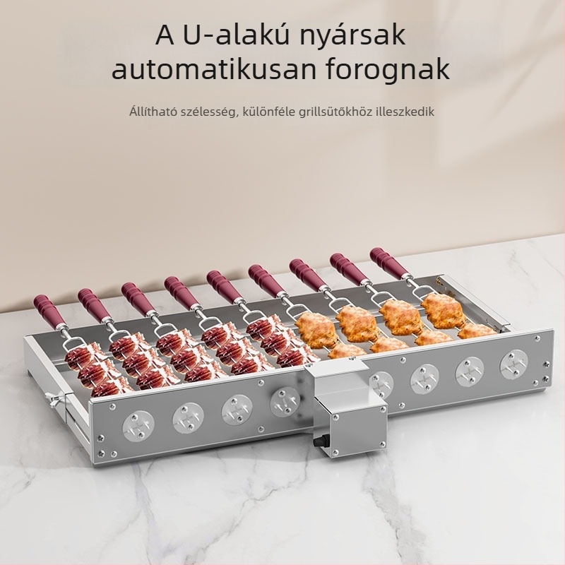 Butterfly grillsütő rács automata forgással, U-formájú nyársakhoz, 5V-os power bank-kompatibilis