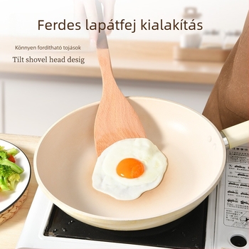 Hosszú nyelű fa spatula, rizskanál és leveskanál készlet antiadhéziós edényekhez