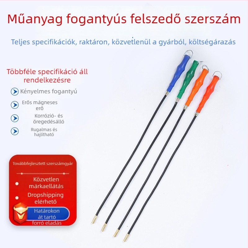 Mágneses hosszú nyelű felvevő eszköz, csúszásmentes, hajlítható ívelt görbe, autó-karbantartási kiegészítő, műanyag fogantyú