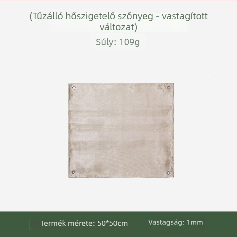 Kempingezéshez tűzálló alátét üvegszálas szövettel, hő- és lángálló