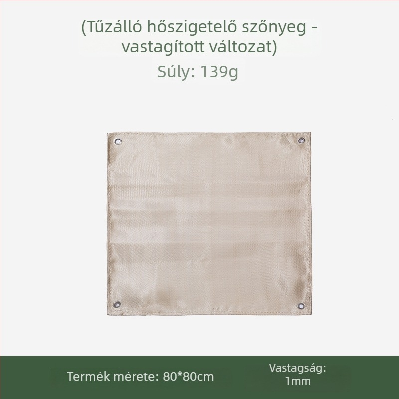 Kempingezéshez tűzálló alátét üvegszálas szövettel, hő- és lángálló