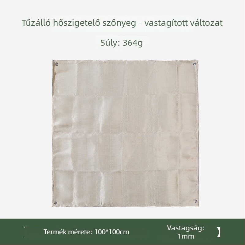 Kempingezéshez tűzálló alátét üvegszálas szövettel, hő- és lángálló