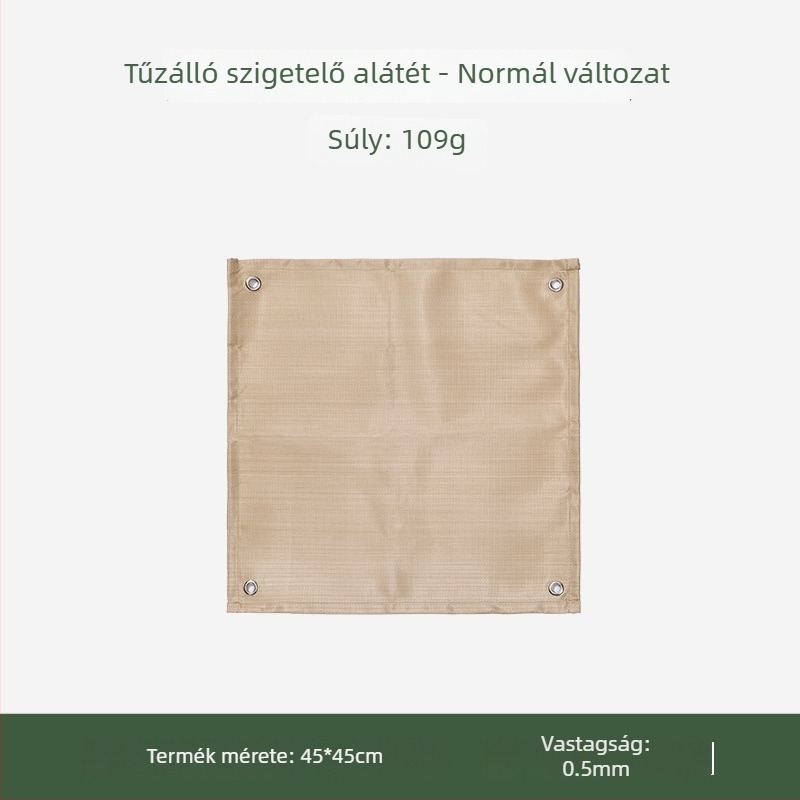 Kempingezéshez tűzálló alátét üvegszálas szövettel, hő- és lángálló