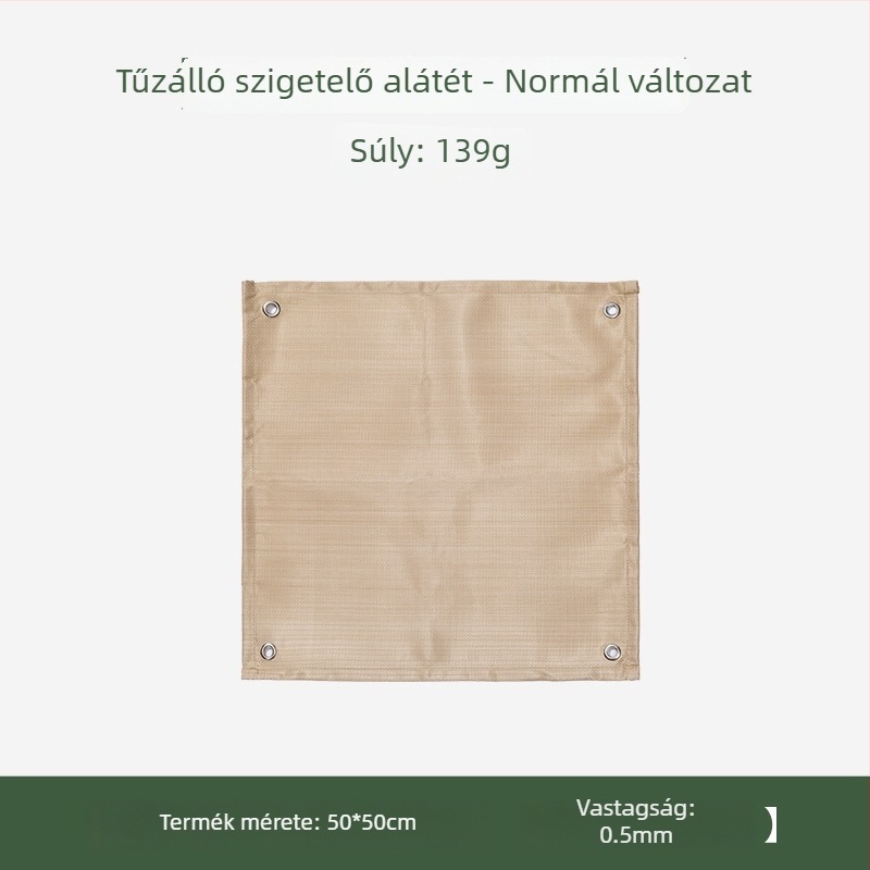 Kempingezéshez tűzálló alátét üvegszálas szövettel, hő- és lángálló