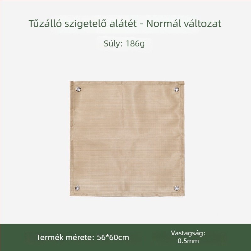 Kempingezéshez tűzálló alátét üvegszálas szövettel, hő- és lángálló