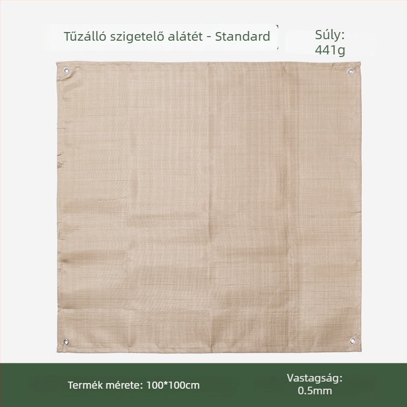 Kempingezéshez tűzálló alátét üvegszálas szövettel, hő- és lángálló