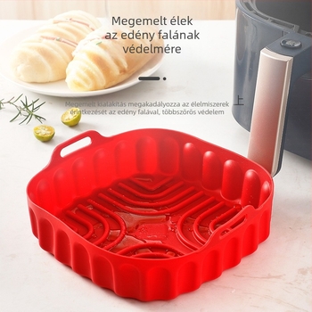Magas hőállóságú szilikon sütőtepsi légsütőhöz, újrahasználható sütőmatrac, háztartási sütőtál.