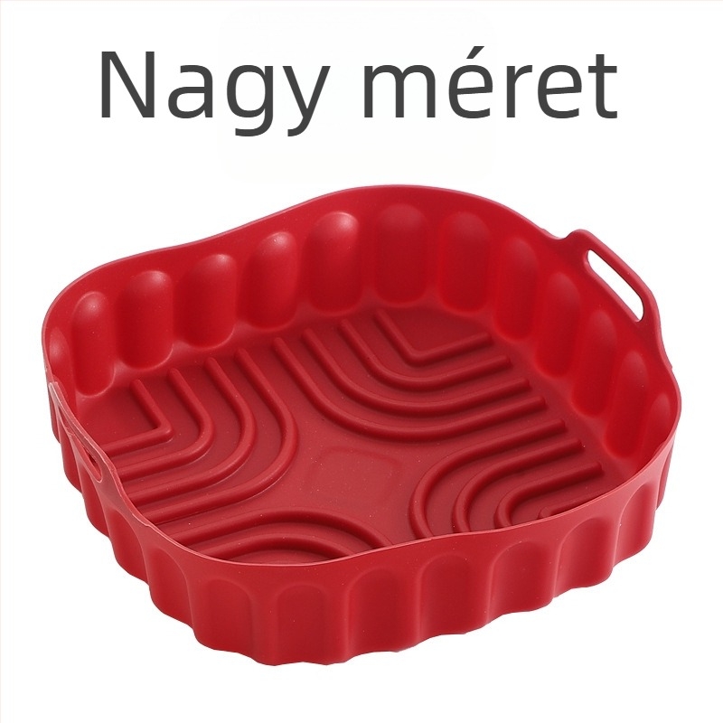 Magas hőállóságú szilikon sütőtepsi légsütőhöz, újrahasználható sütőmatrac, háztartási sütőtál.