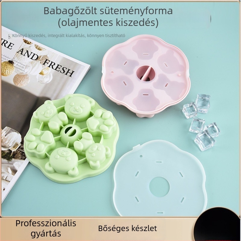 Medve alakú szilikon sütőforma, hőálló, gőzölésre és főzésre alkalmas, bébiételekhez