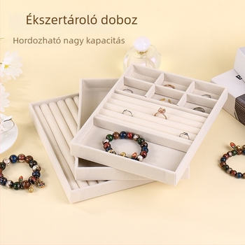 Beige 24 rekeszes fiókos ékszerdoboz bársony belsővel a kiállításhoz