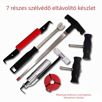 Autóüveg eltávolító készlet acélsodronnyal, hét darabos