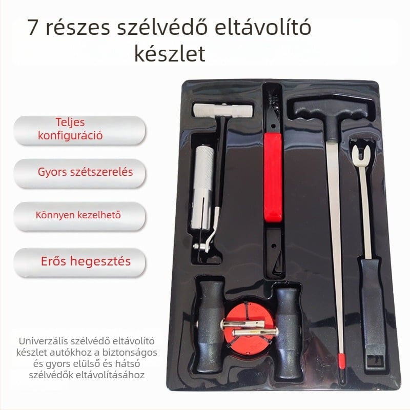 Autóüveg eltávolító készlet acélsodronnyal, hét darabos