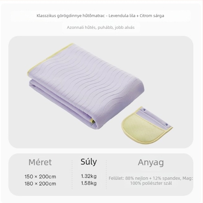 Összecsukható hűsítő matrac ice silk anyagból, azonnali hűsítés, gépi mosás, nyár, 1,5–1,8 m ágyhoz