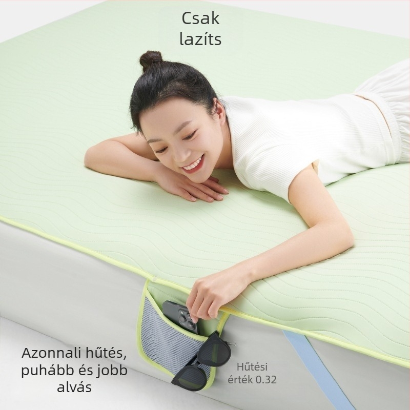 Összecsukható hűsítő matrac ice silk anyagból, azonnali hűsítés, gépi mosás, nyár, 1,5–1,8 m ágyhoz