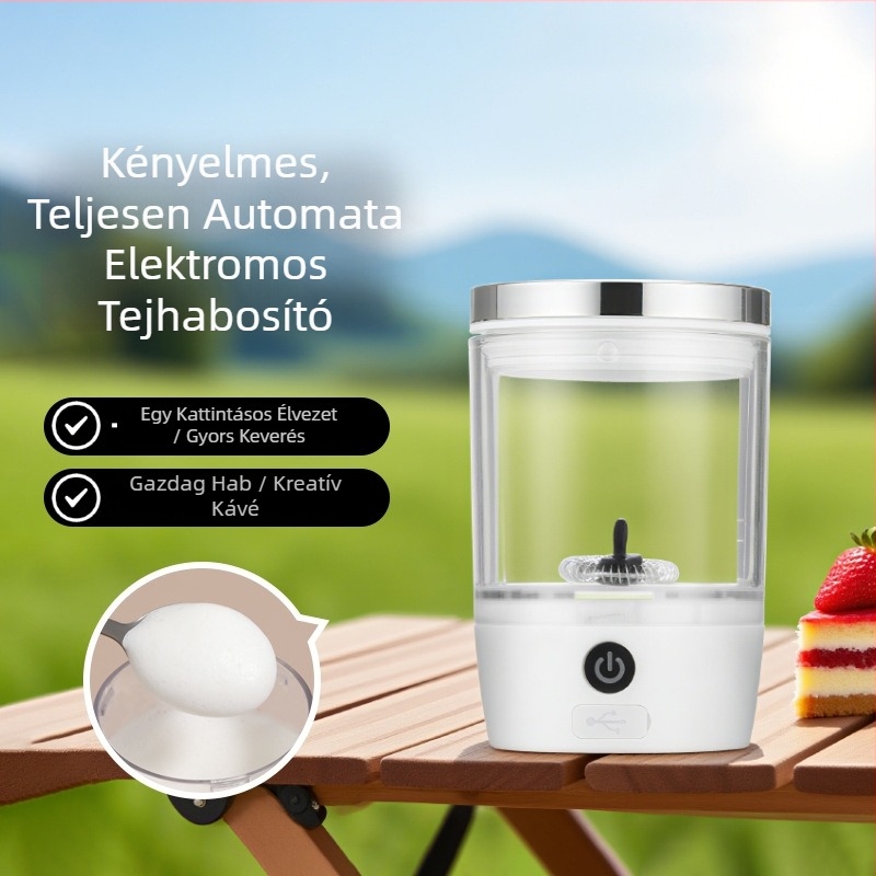 Mini hordozható automata tejhabkészítő latte arthoz, ideális kültéri utazásokhoz és otthoni használatra