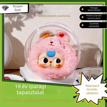 Átlátszó kör alakú babatáska akasztóval, 12 cm-es plüssjátékhoz