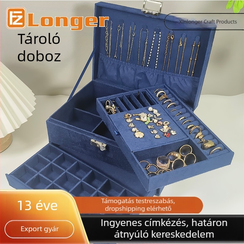 Asztali ékszer rendező, nagy kapacitású, többszintes, vintage minimalistikus dizájn, gyűrűknek, fülbevalóknak és nyakláncoknak