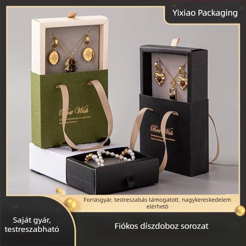 Karton ékszerdoboz nyakláncokhoz, karkötőkhöz és fülbevalókhoz